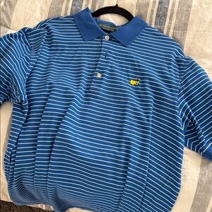 Masters Blue and White Striped Polo Shirt